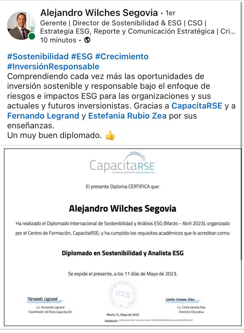 testimonio Diplomado ESG